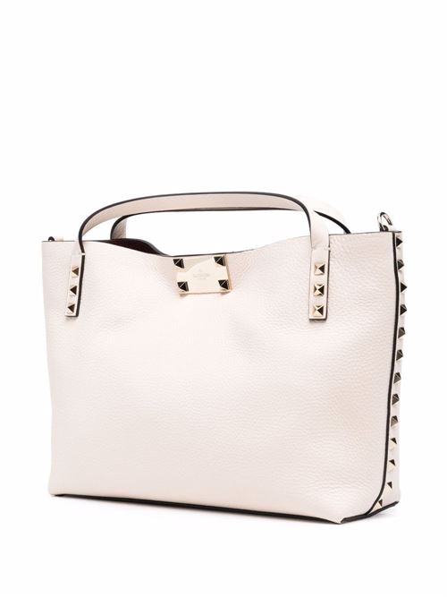 Light ivory calfskin leather small Rockstud tote bag Valentino Garavani | 4W2B0K11VSNDBM